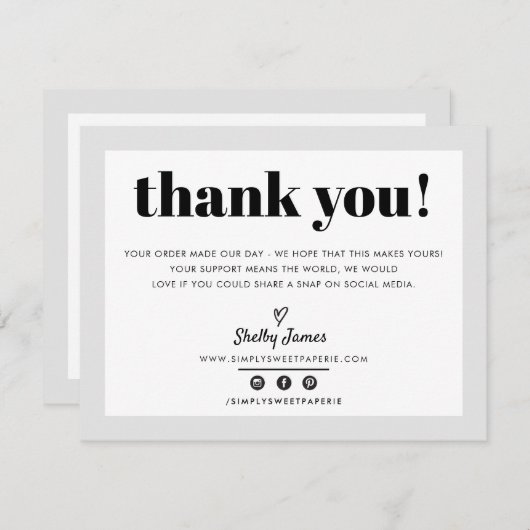 Merci d'affaires chic moderne gris clair LOGO (Devant / Derrière)