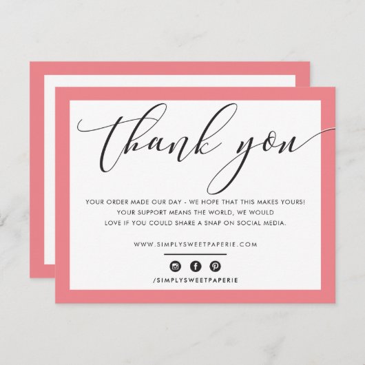 Merci d'affaires élégant corail noir rose rose LOG (Devant / Derrière)