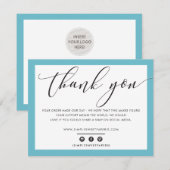 Merci d'affaires élégant noir turquoise LOGO (Devant / Derrière)