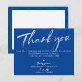 Merci d'affaires moderne bleu royal blanc encre (Devant / Derrière)