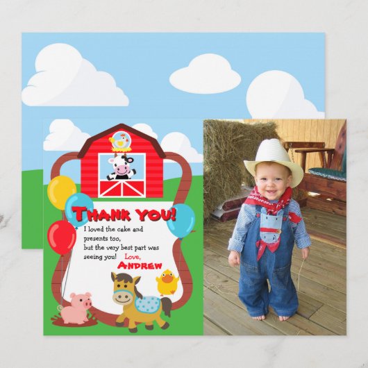 Merci d'animal de ferme d'anniversaire de (Devant / Derrière)