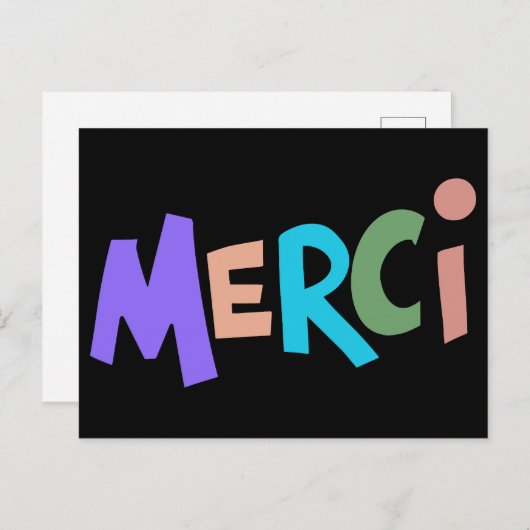 Merci, dank u. briefkaart (Voorkant / Achterkant)