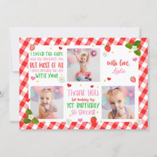 Merci d'anniversaire de fraise Carte photo