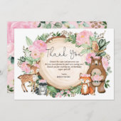 Merci d'anniversaire de la Fille Florale Rose (Devant / Derrière)