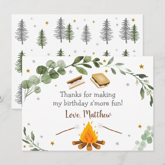 Merci d'anniversaire de S''mores Campfire (Devant / Derrière)