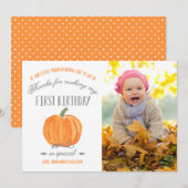 Merci d'anniversaire du citrouille | de chute (Devant / Derrière)