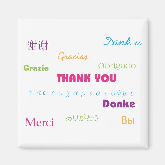 Merci dans plusieurs langues Magnet (Devant)