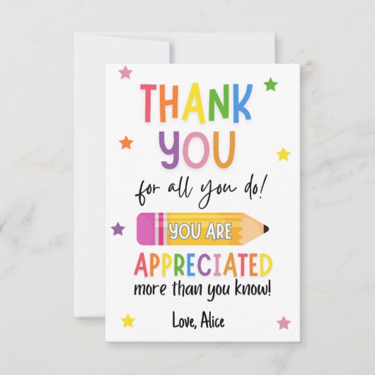 Merci d'appréciation des enseignants d'été (Devant)