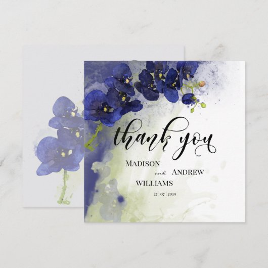 Merci d'aquarelle bleu foncé (Devant / Derrière)