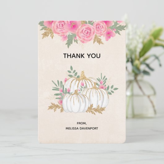 Merci d'aquarelle Citrouille blanc et or (Debout devant)