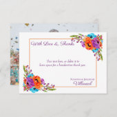 Merci d'aquarelle florale violet orange (Devant / Derrière)