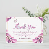 Merci D'Aquarelle Rose Floral Sur Carte Mémoire (Debout devant)