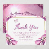 Merci D'Aquarelle Rose Floral Sur Carte Mémoire (Devant / Derrière)