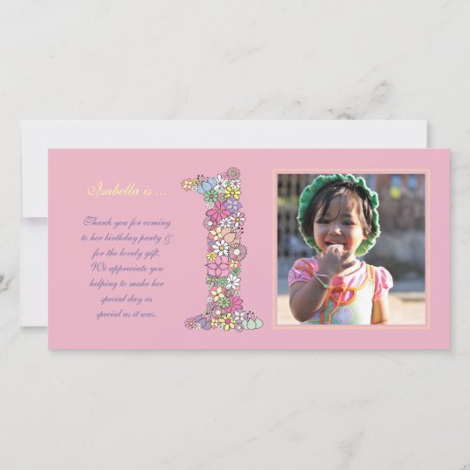 Merci d'Carte photo pour bébés filles (Devant)