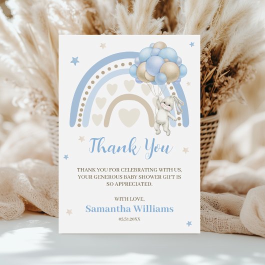 Merci de Baby shower à balles de lapin arc-en-ciel