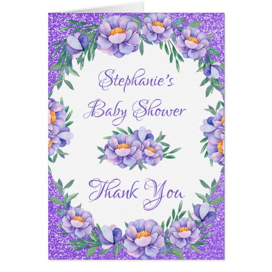 Merci de Baby shower à Parties scintillant florale (Devant)