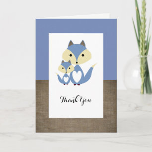 Merci de Baby shower Blue Fox Burlap