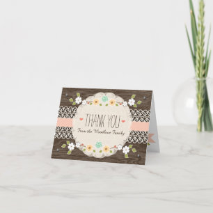 MERCI DE BABY SHOWER BOHO FLORAL ROUSTIQUE BLANC