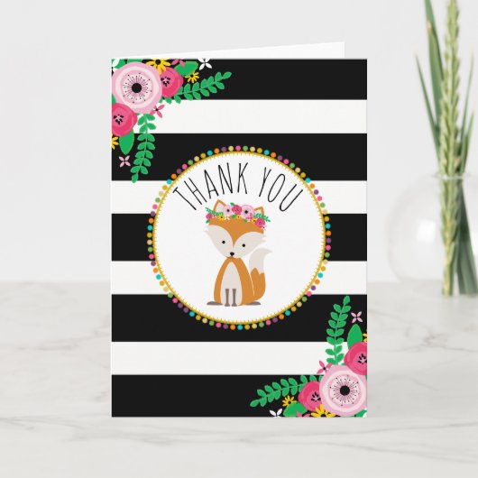 Merci de Baby shower Boho Stripes Fox (Devant)