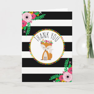 Merci de Baby shower Boho Stripes Fox