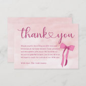 Merci de Baby shower Bow couleur rose vif (Devant / Derrière)