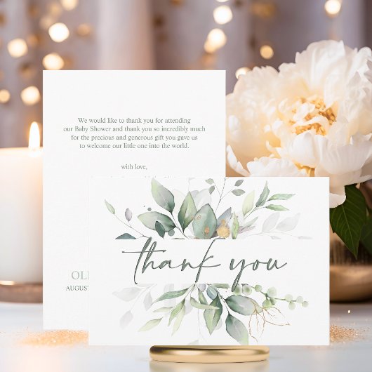 Merci de BABY SHOWER d'aquarelle de couronne verte