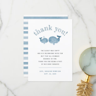 Merci de Baby shower de baleines à eau bleue