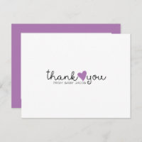 Merci de Baby shower de coeur mou pourpre