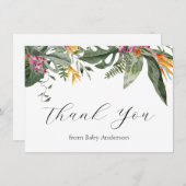 Merci de Baby shower de l'Aloha floral tropical (Devant / Derrière)