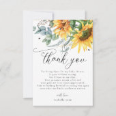 Merci de Baby shower de tournesol rustique (Devant)
