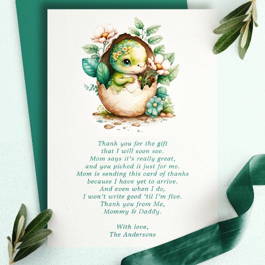 Merci de Baby shower d'Oeuf Dinosaur Floral