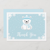 Merci de Baby shower d'ours bleu polaire (Devant / Derrière)
