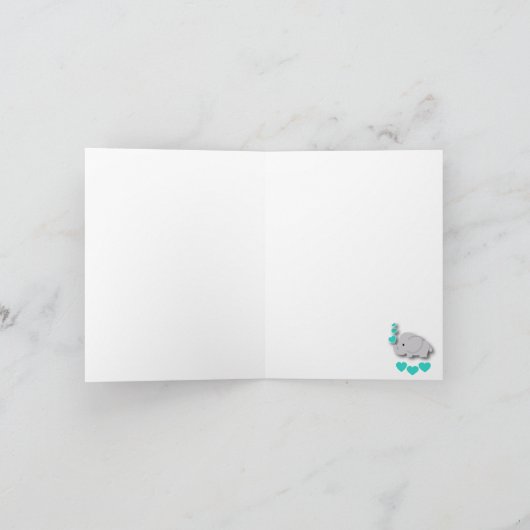 Merci de Baby shower Eléphant Turquoise (Intérieur)