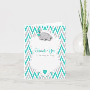 Merci de Baby shower Eléphant Turquoise