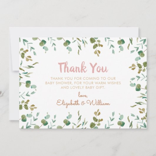 Merci de Baby shower Eucalyptus (Devant)