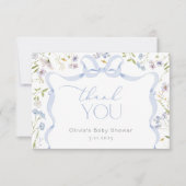 Merci de Baby shower fleur sauvage à cadre bleu Bo (Devant)