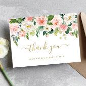 Merci de Baby shower Floral rose