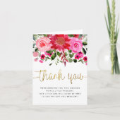 Merci de Baby shower floral rose et rouge (Devant)