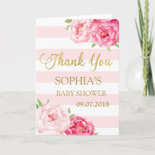 Merci de Baby shower floral rose pâle