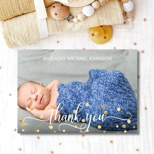 Merci de Baby shower Gold BOY | PHOTO + TEXTE