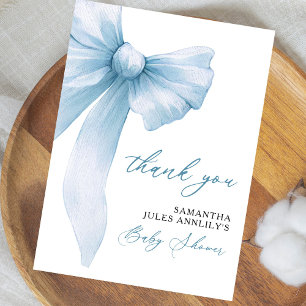 Merci de Baby shower moderne Blue Bow