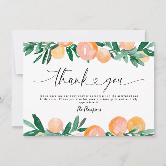 Merci de Baby shower Orange Citrus (Devant)
