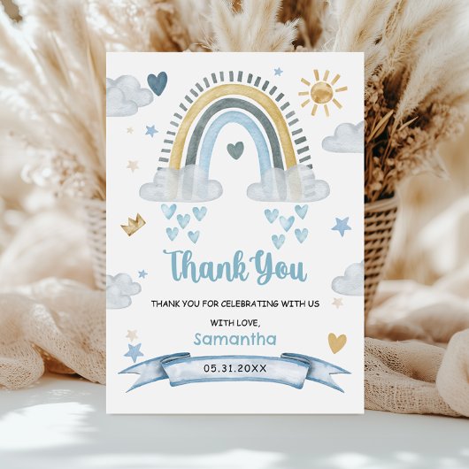 Merci de Baby shower Pastel Blue Boho doux