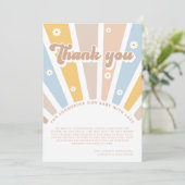 Merci de Baby shower rétro rose bébé super (Debout devant)