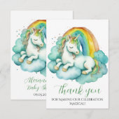 Merci de Baby shower Unicorne bébé (Devant / Derrière)