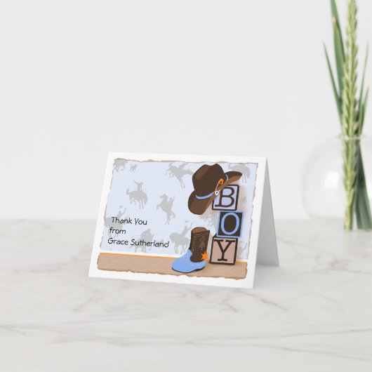 Merci de Baby shower Western Cowboy (Devant)