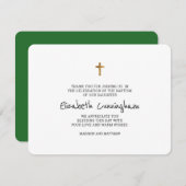 Merci de baptême Croix d'or simple moderne (Devant / Derrière)