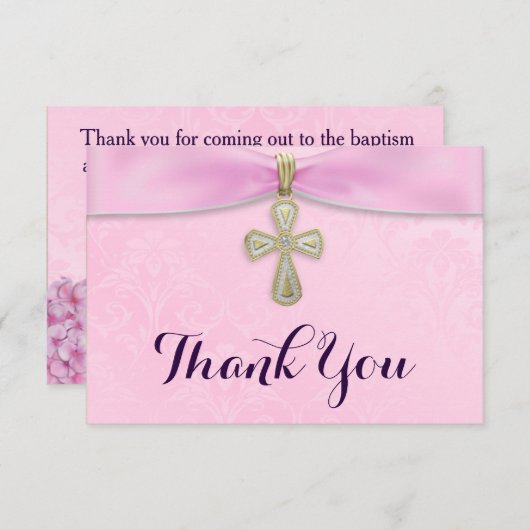 Merci de baptême pour les filles roses (Devant / Derrière)