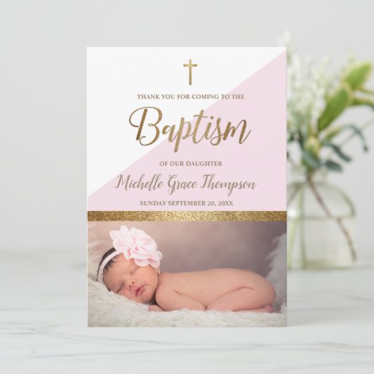 Merci de baptême rose (Debout devant)