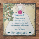 Merci de Bridesmaid Gown en carreaux avec des pers<br><div class="desc">Un cadeau personnalisé spécial de tuile à dire Merci à votre Bridesmaiers Whimsical Tree et Bridesmaid Gown</div>